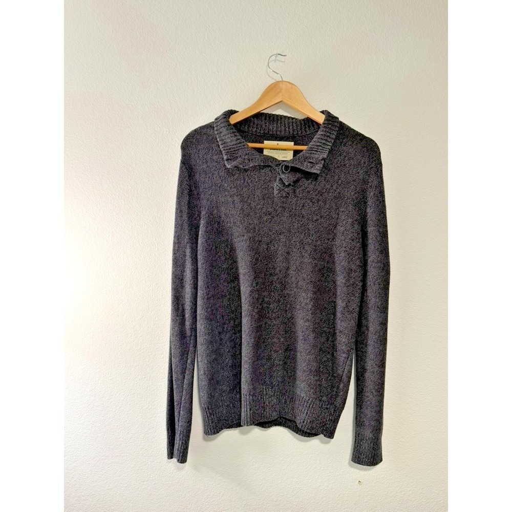 Urban Pipeline Men's Large Charcoal Gray Button Collar Knit Pullover Sweater L